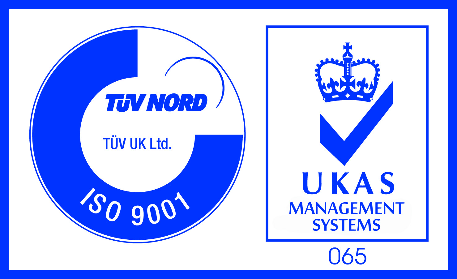 ISO 9001 certification — TÜV UK Ltd. and UKAS Management Systems 065